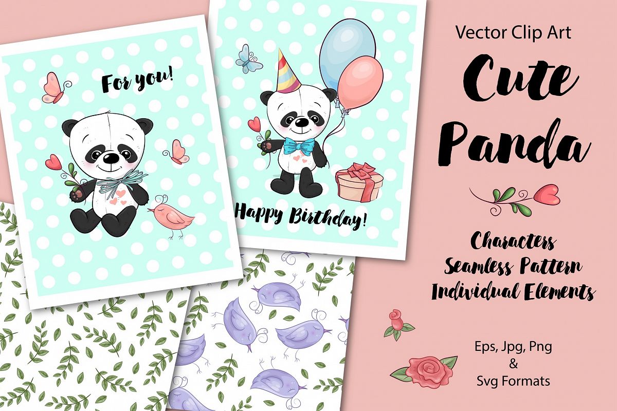 Cute Panda - vector clip art example image 1