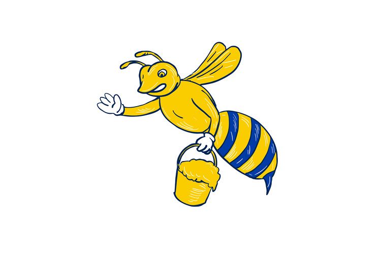 Bumblebee Waving With Honey Drawing example image 1