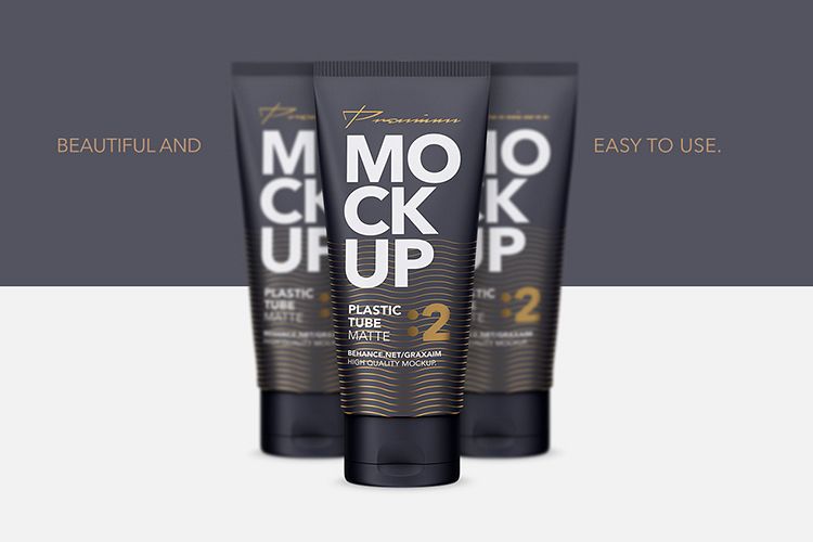 Glossy Plastic Cosmetic Tube Mockup - Front View - 02 example image 1