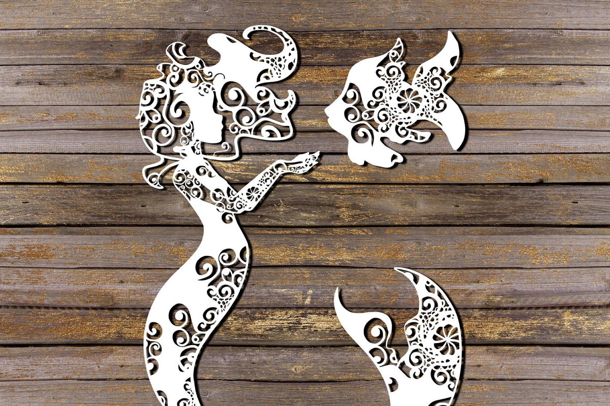 Mandala Mermaid Svg, Mermaid Svg, Mandala Svg, Zentangle Svg example image 1