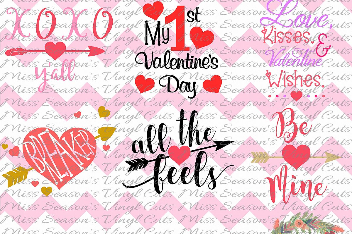 Valentines Day Bundle 6 designs SVG example image 1