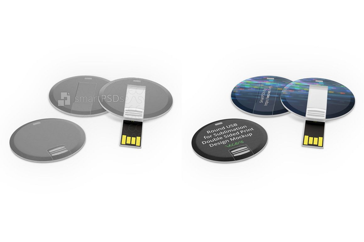 Circular Shape USB Flash Drive Print Design Mockup example image 1