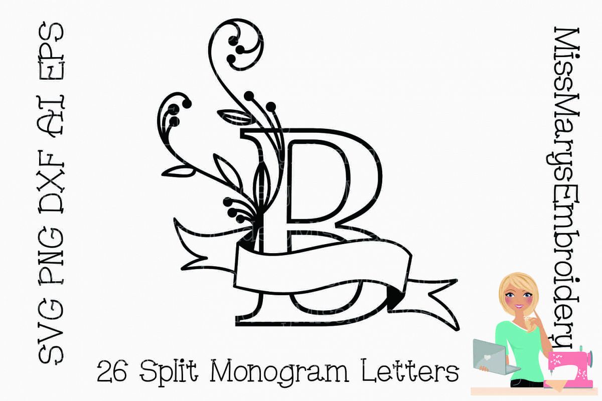 Download Split Monogram Letters SVG Cutting File PNG DXF AI EPS