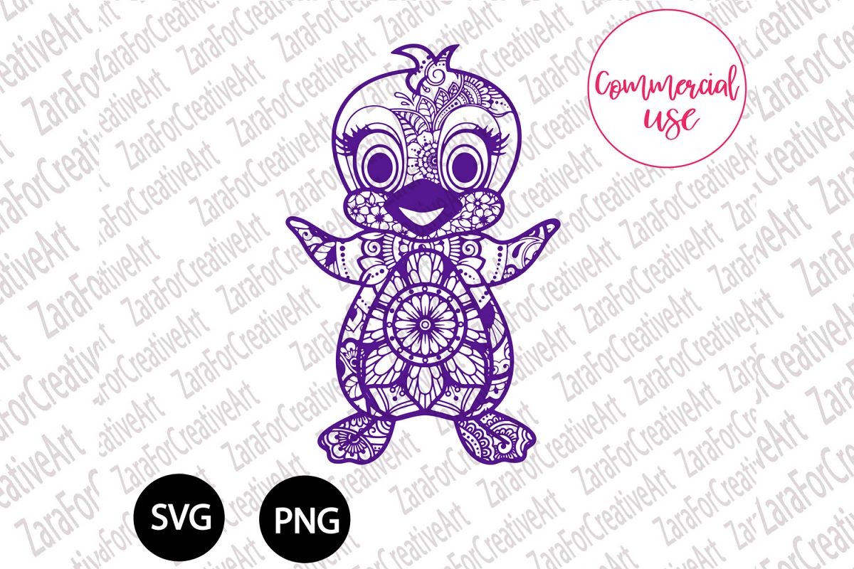 Penguin mandala Zentangle svg example image 1