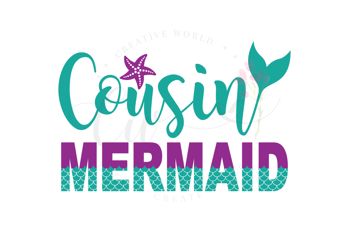 Cousin Mermaid SVG | Mermaid Birthday Girl svg example image 1