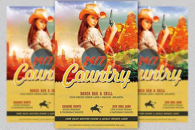 Country Bar Grill Flyer Template example image 1