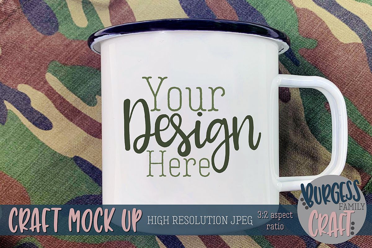 Mens camo white camp mug Craft mock up|High Resolution example image 1