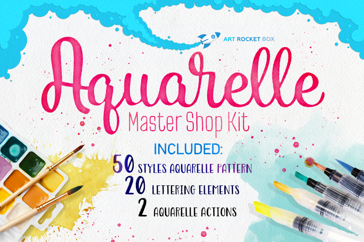 Aquarelle Master Shop Photoshop Action Kit example image 1