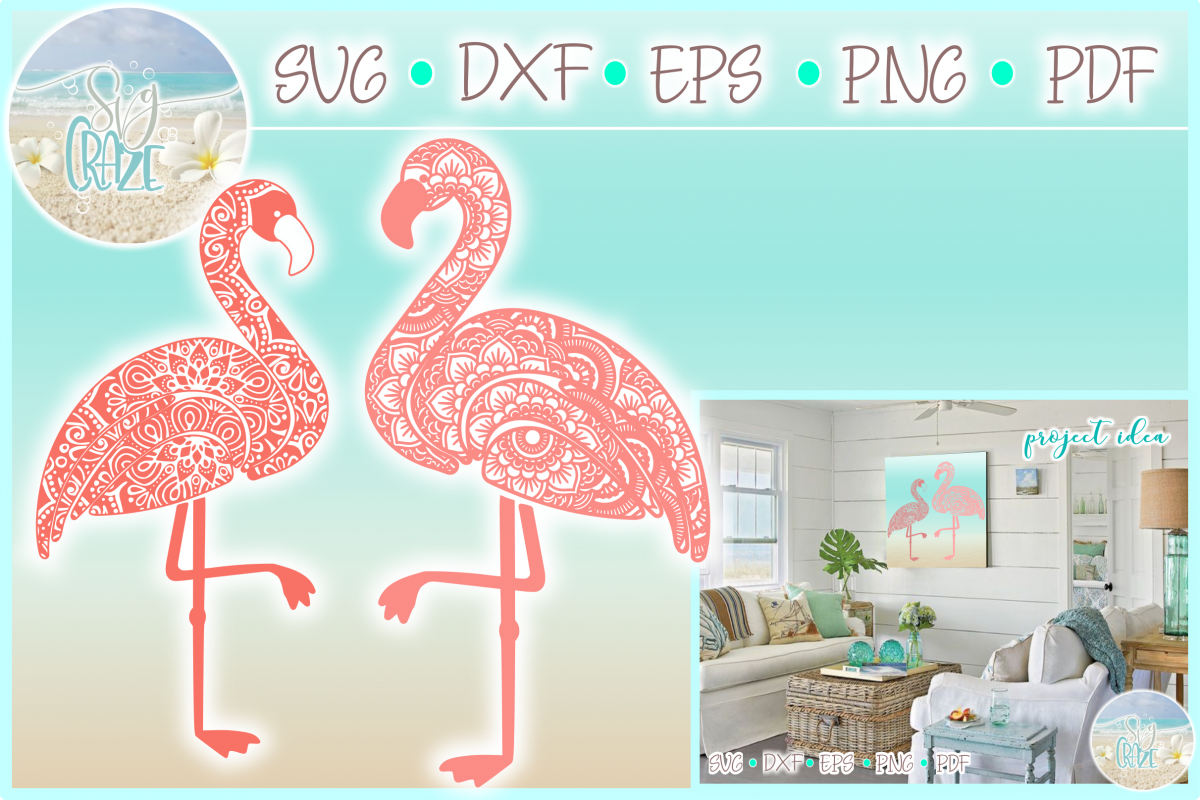 Flamingo Mandala Zentangle Svg Dxf Eps Png Pdf Files example image 1