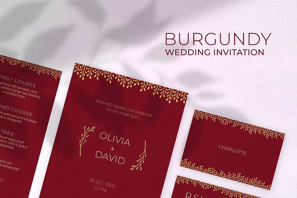 Burgundy Wedding Invitation example image 1