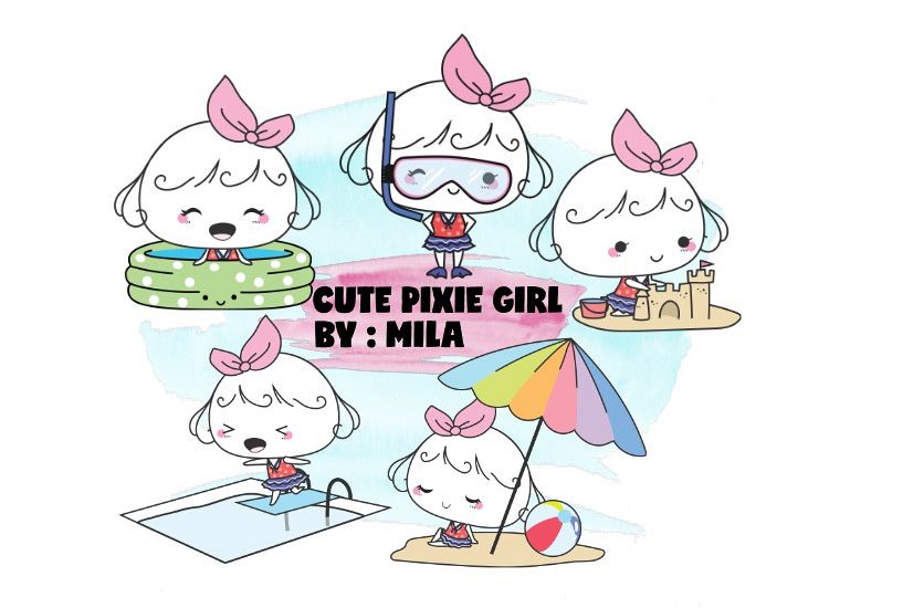 KAWAII GIRL CLIPART BUNDLE PNG example image 1