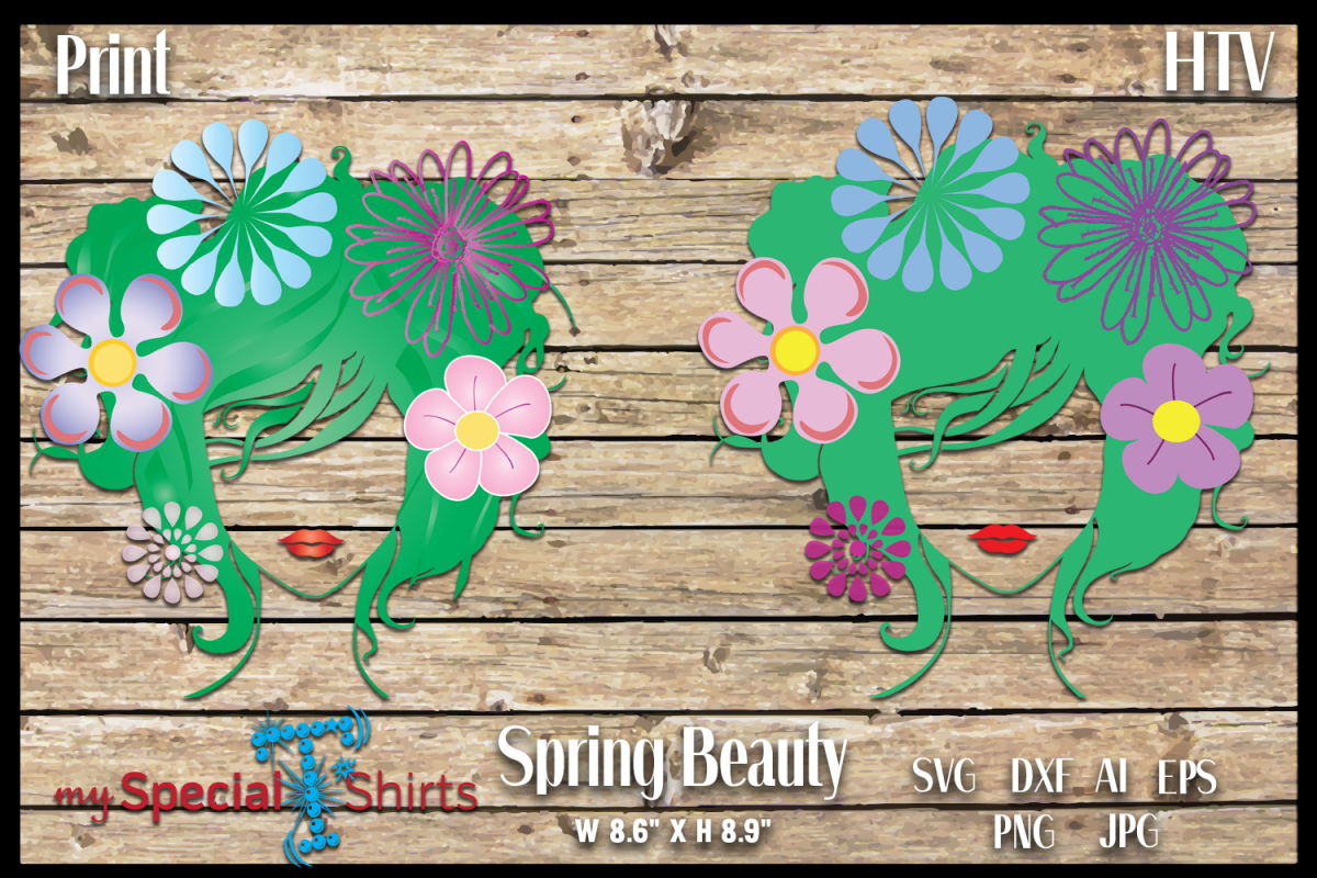 Spring Beauty HTV cut file and Print File SVG, DFX, EPS, example image 1
