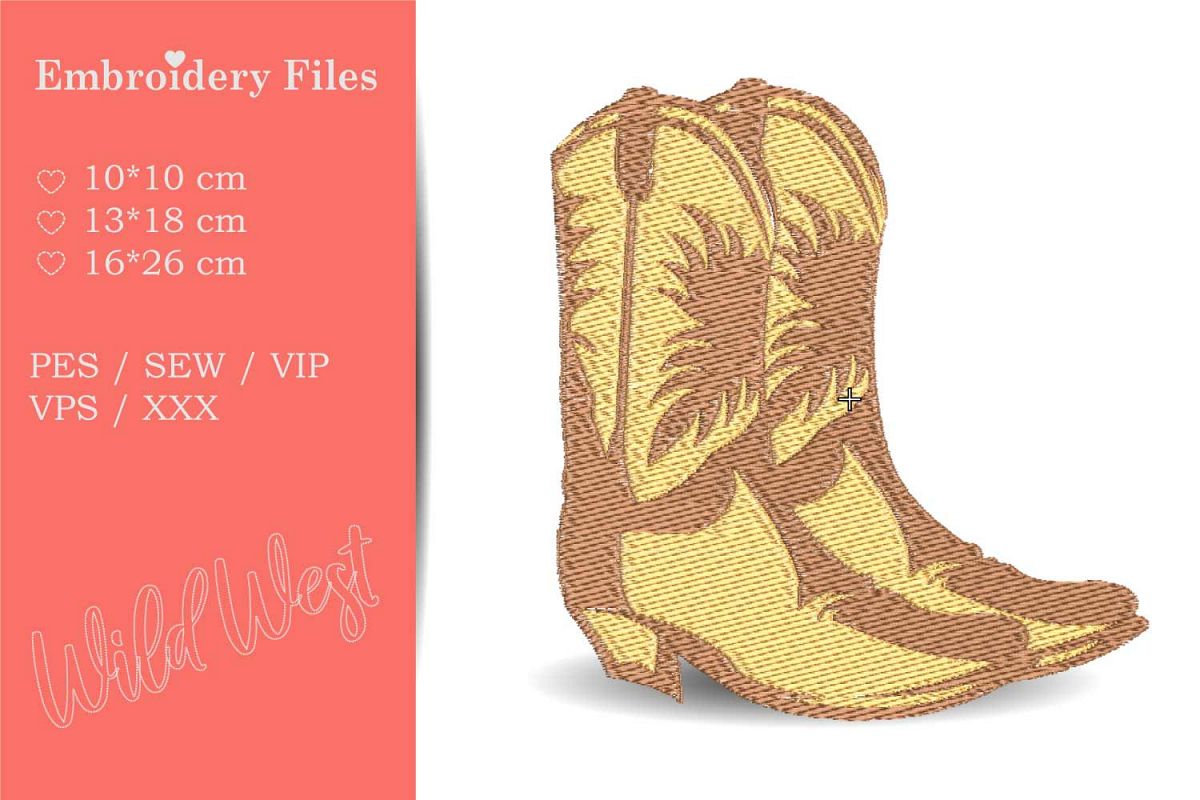 Cowboy Boots - Embroidery File for Beginners example image 1