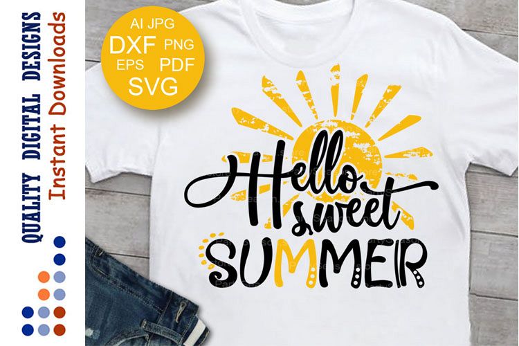 Hello sweet Summer svg files saying Cruise Sea Vacation example image 1