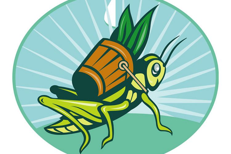 Grasshopper carrying basket with leaves example image 1