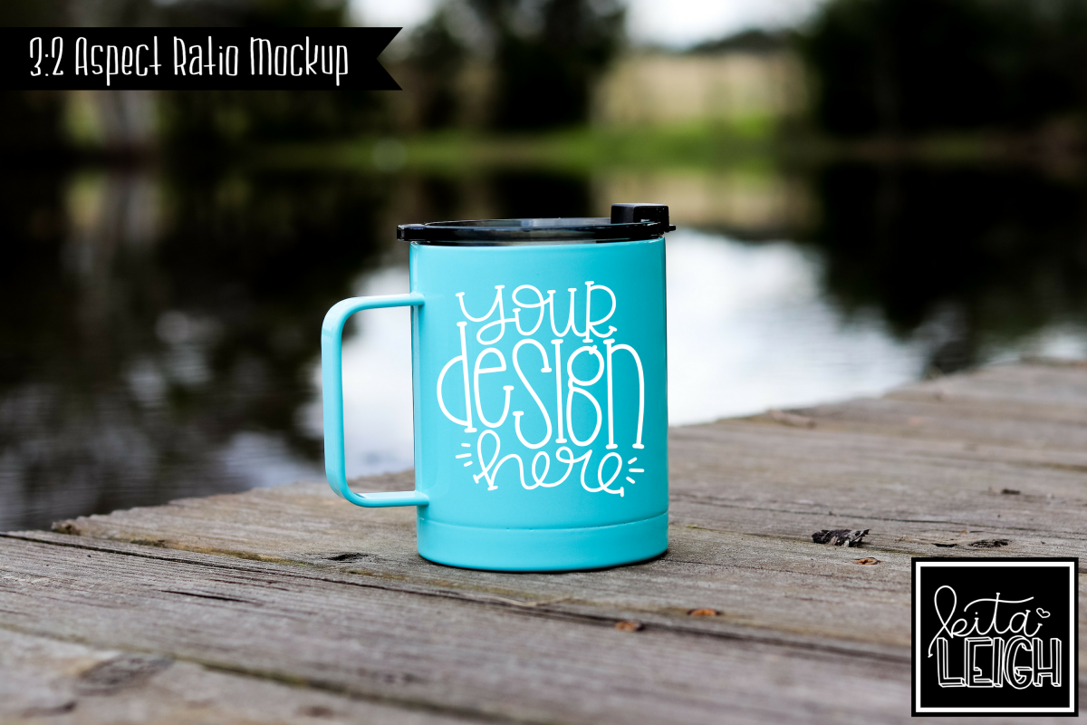 Teal Stainless Mug Lake Mockup example image 1