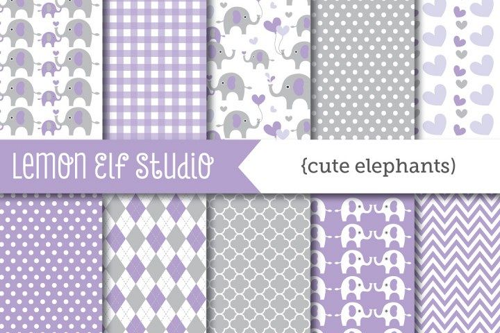 Cute Elephants-Digital Paper (LES.DP10D) example image 1