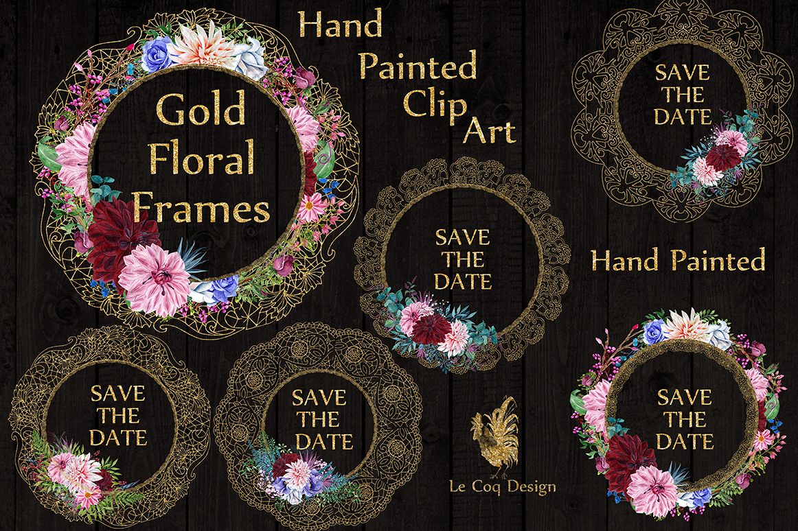 Gold Lace frames clipart example image 1