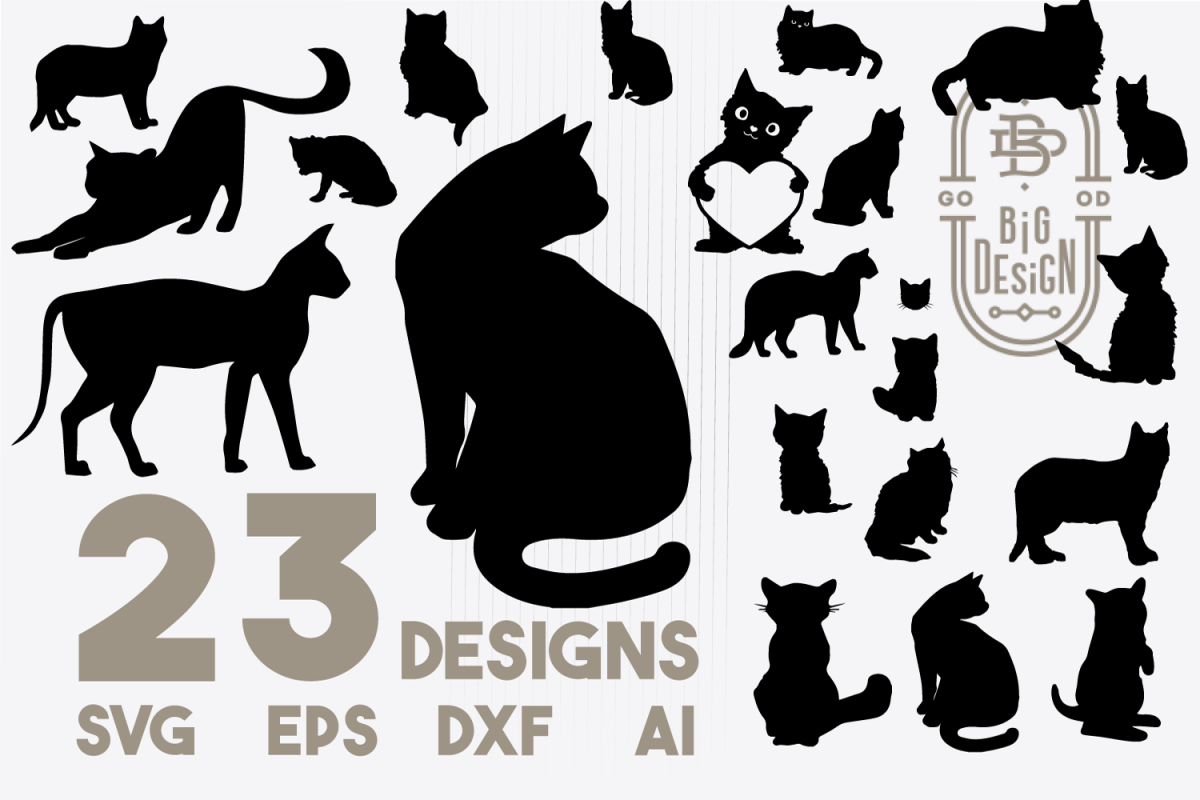 SVG Cat Bundle, 23 Cats SVG Cut Files, Cat silhouette (430429) | SVGs