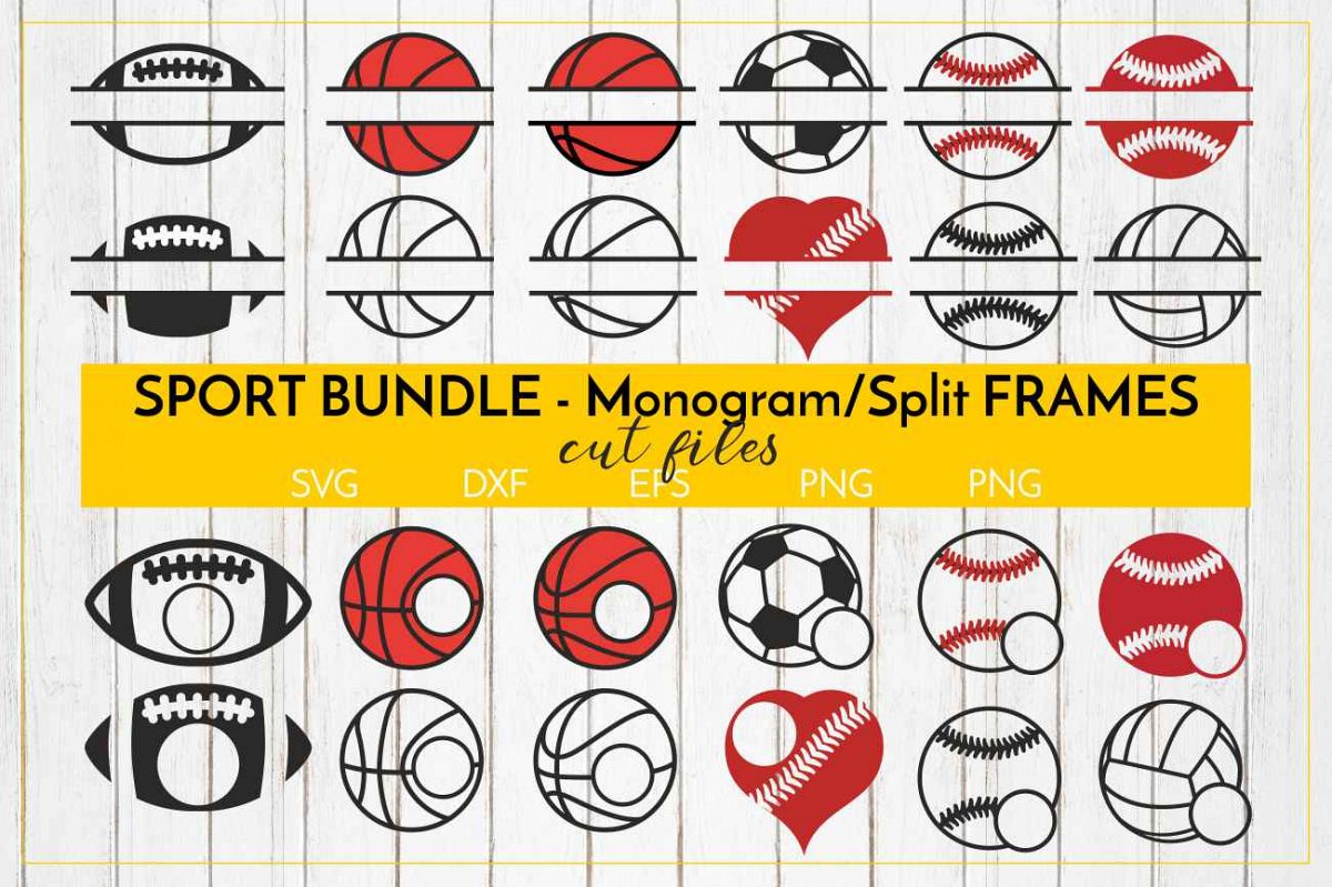 Download Sports Monogram Split Frames Bundle Svg Cut Files