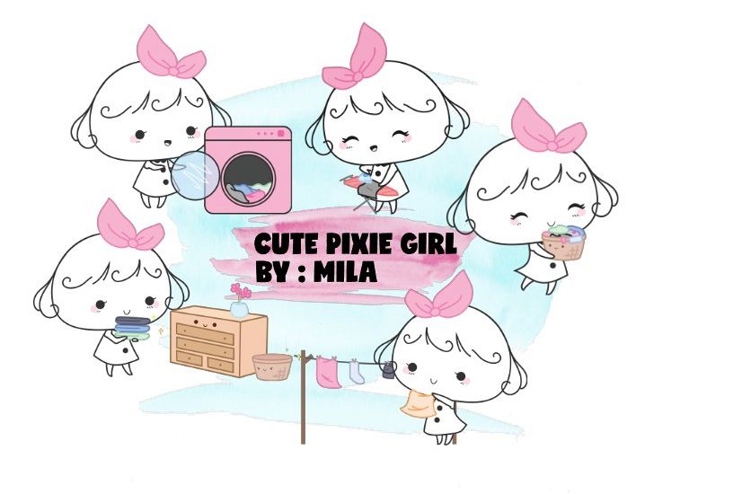 KAWAII GIRL CLIPART BUNDLE PNG example image 1