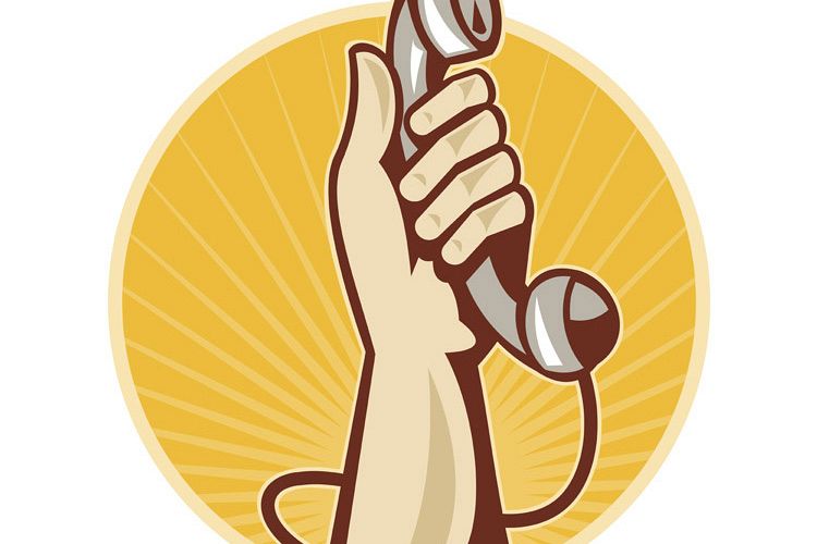hand holding retro telephone example image 1