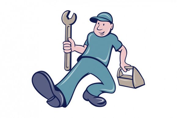 Mechanic Spanner Foot Forward Cartoon example image 1
