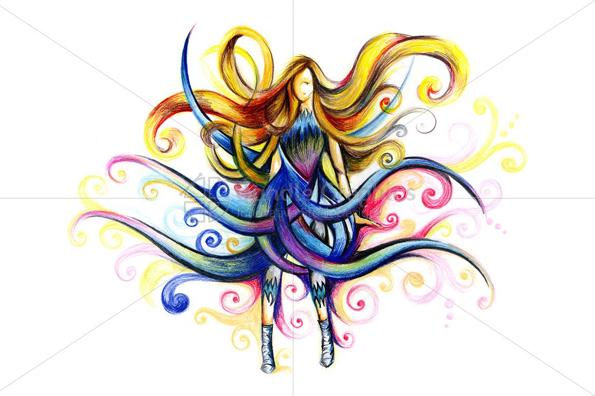 Graphical Image of a Young Girl example image 1