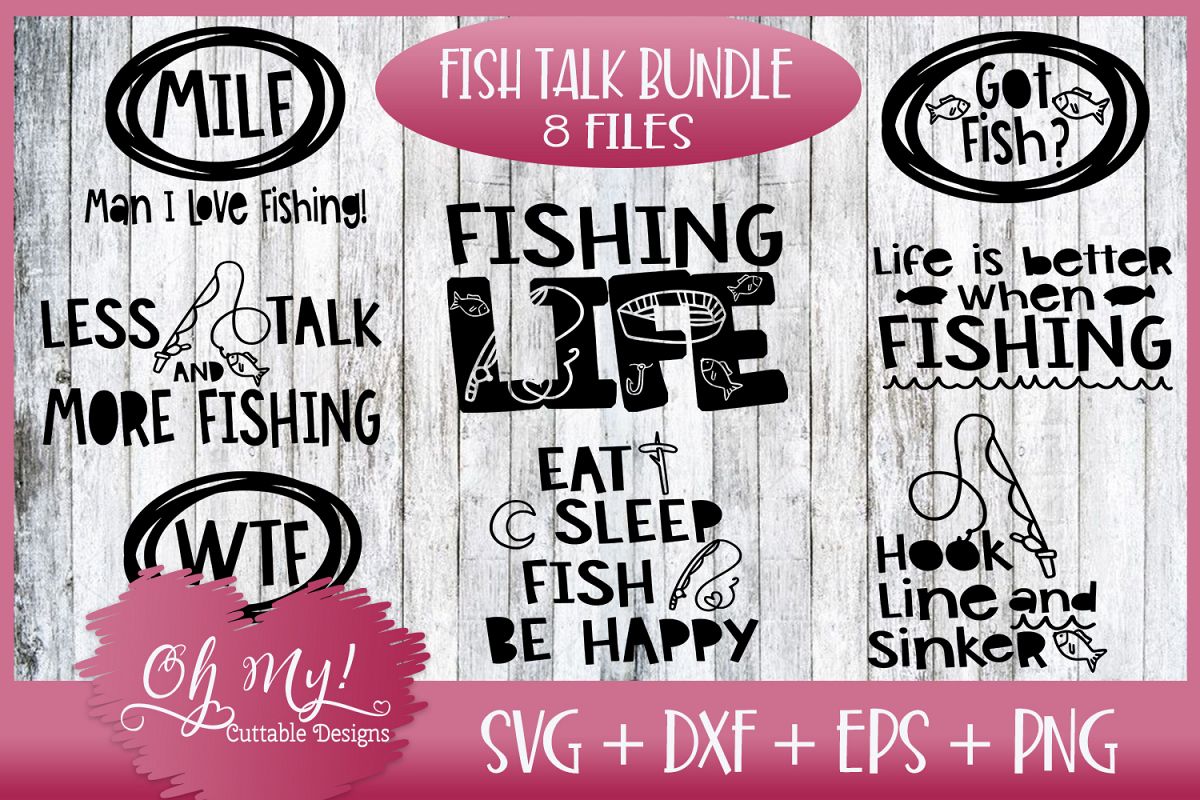Fish Talk Bundle - 8 Files - SVG DXF EPS PNG Cutting File example image 1