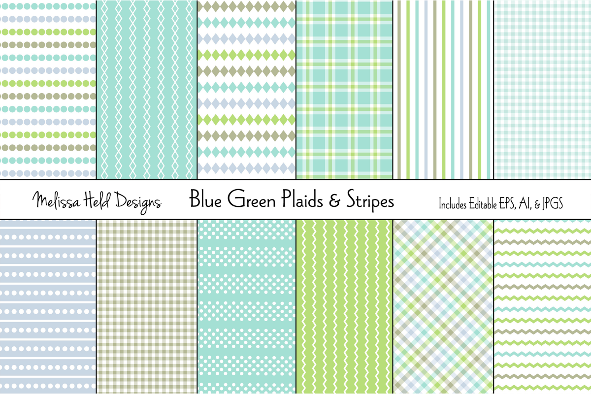 Blue Green Stripes & Plaids example image 1