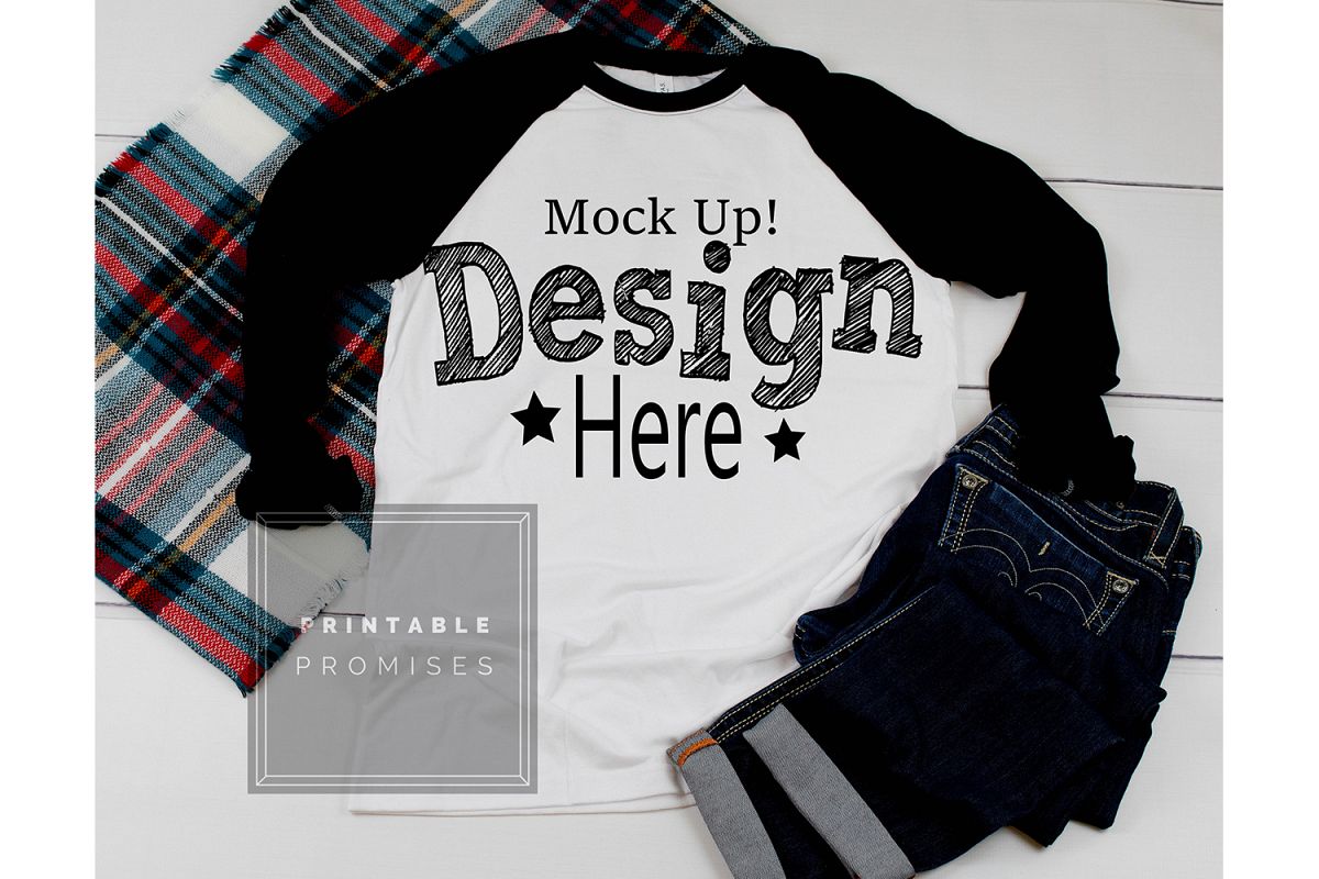Next Level 6051 Vintage Black Raglan Mockup Baseball T-Shirt example image 1