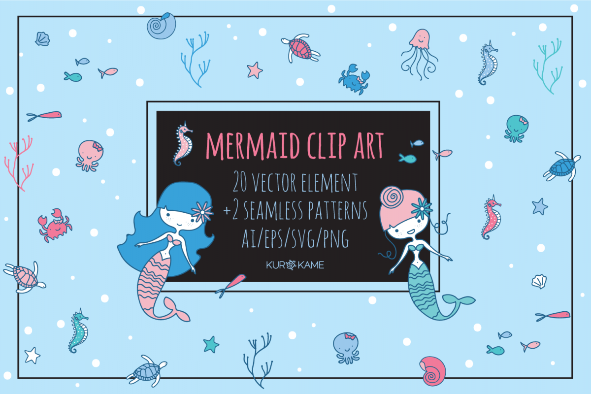 Mermaid Clip Art example image 1