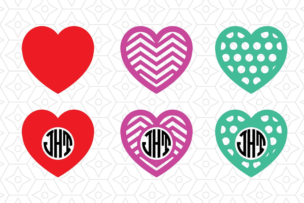 Heart Monogram Frame Collection, SVG, DXF and AI Vector files for use