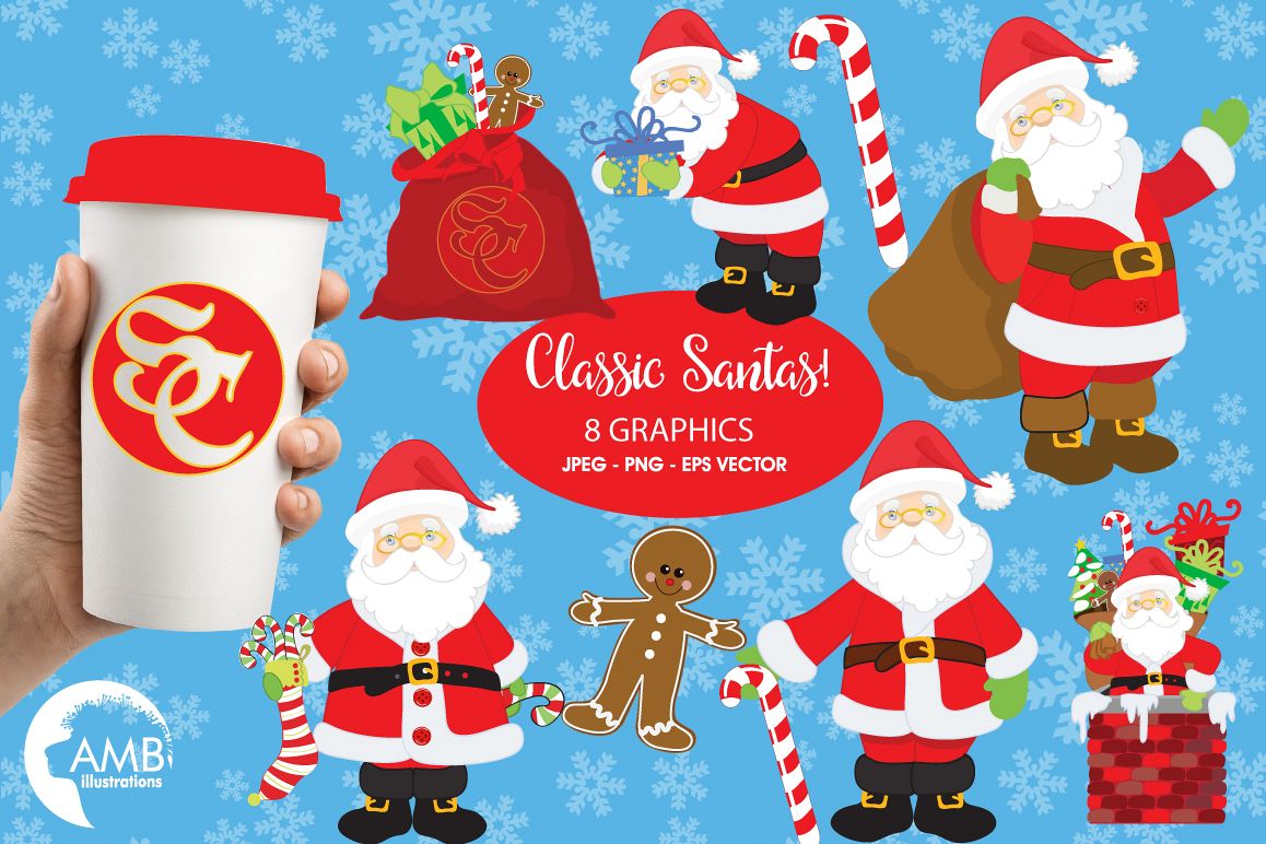 Classic Santas clipart, graphics, illustrations AMB-198 example image 1