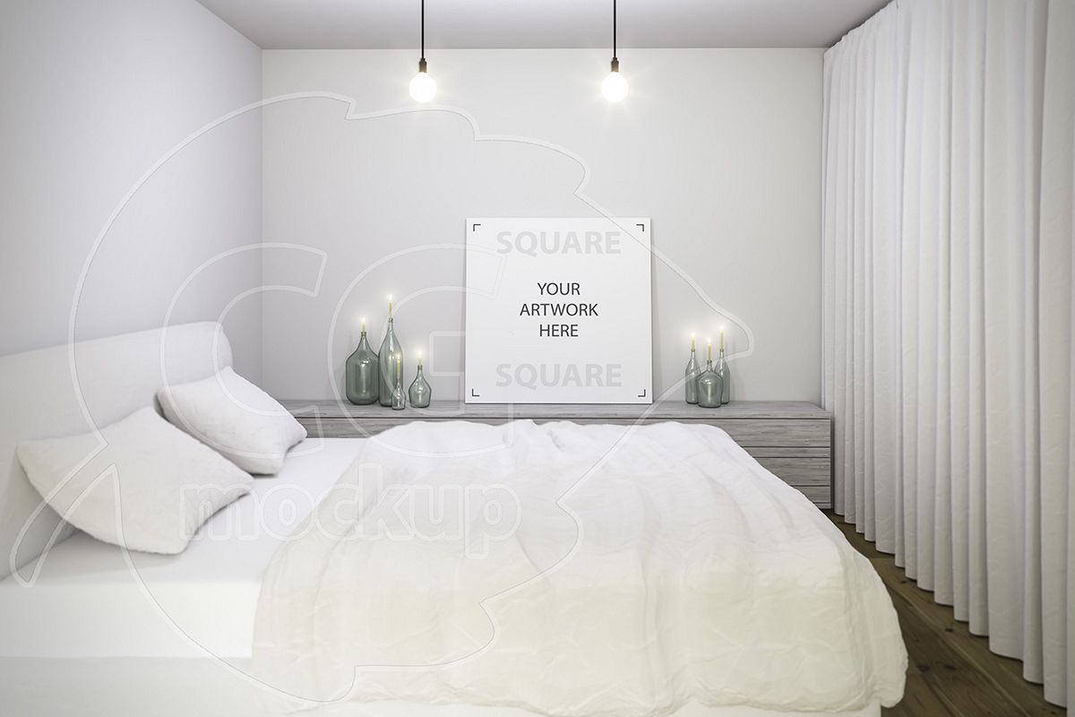 Download Square canvas bedroom mockup (111539) | Mock Ups | Design ...