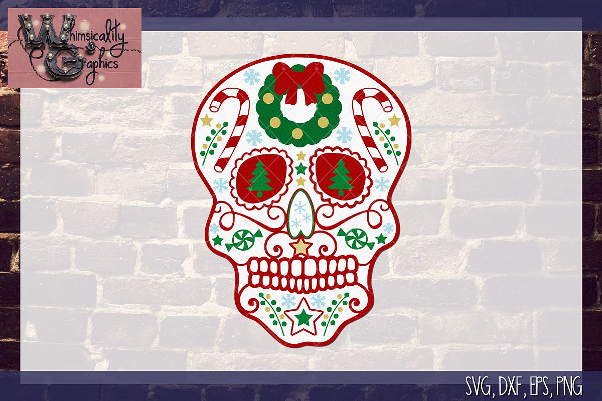 Download Christmas Sugar Skull SVG, DXF, PNG, EPS Comm (120175 ...
