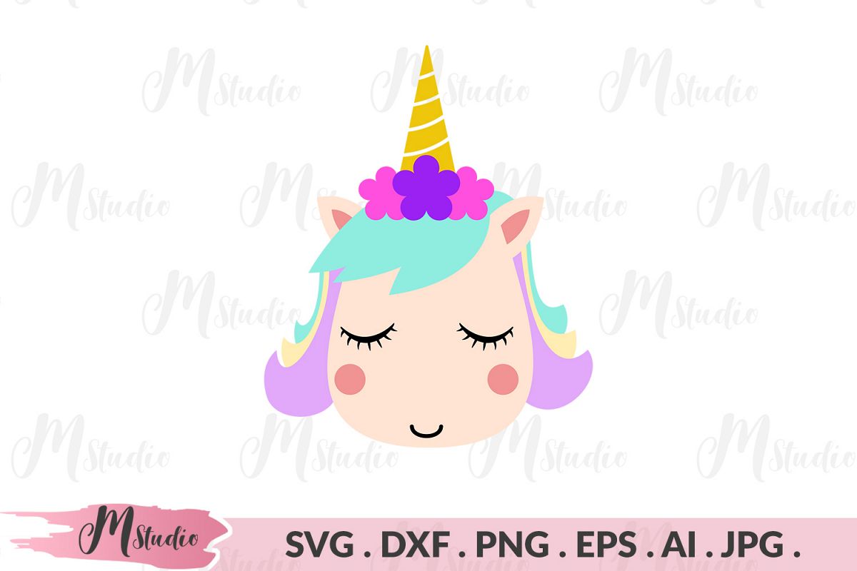 Unicorn face svg example image 1