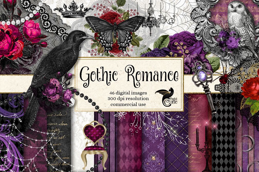 Gothic Romance Digital Scrapbooking Kit example image 1