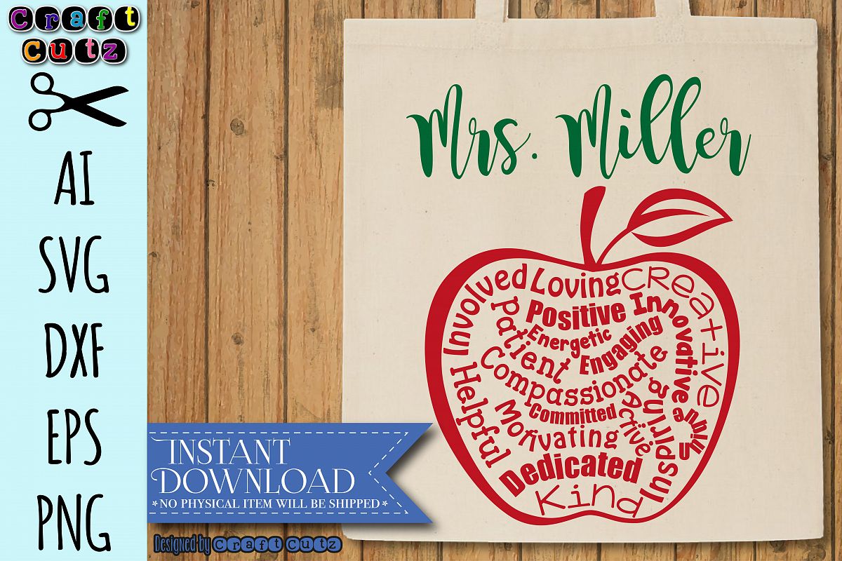 Teacher Apple svg, Teacher Gift Cut File, Apple Cut File ...