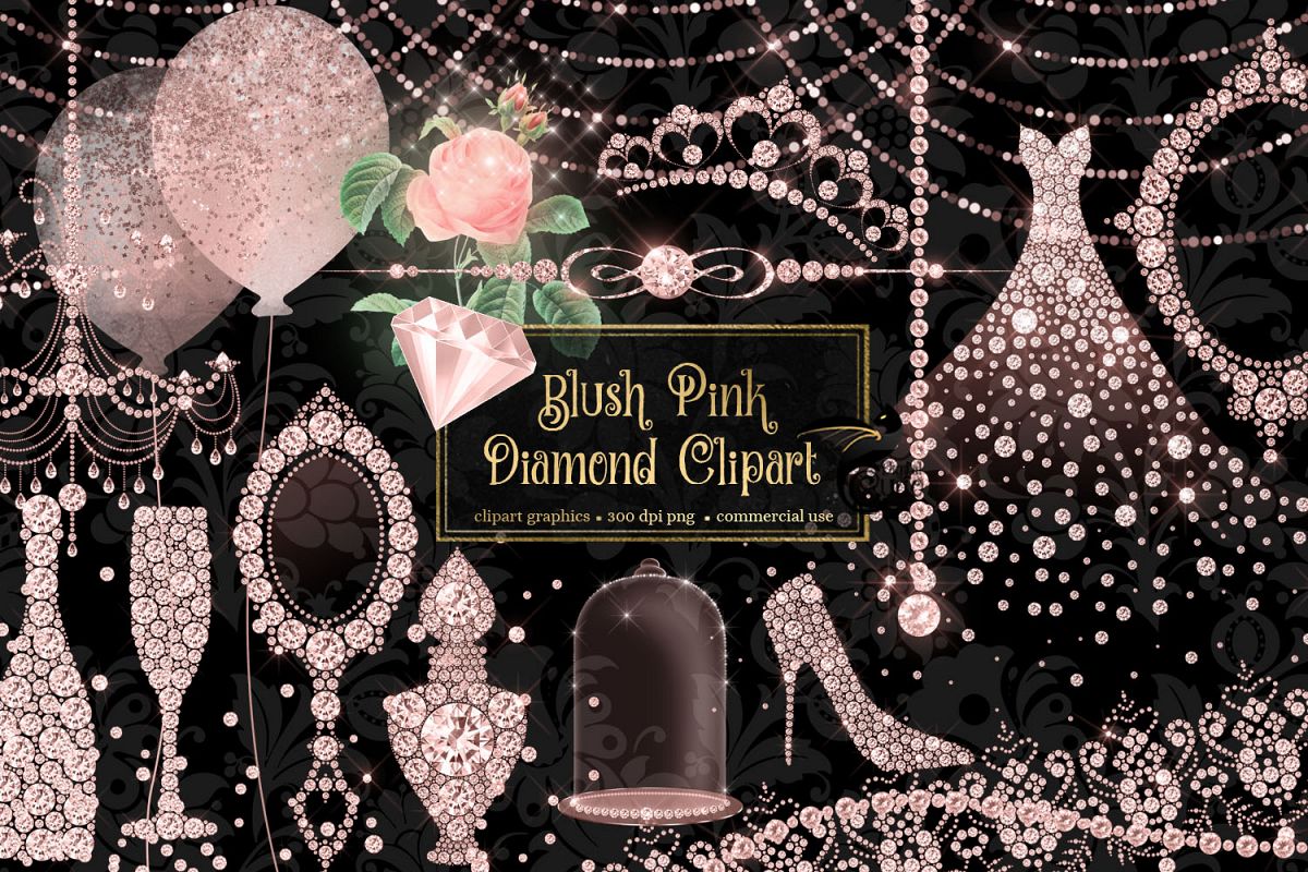 Blush Pink Diamond Clipart example image 1
