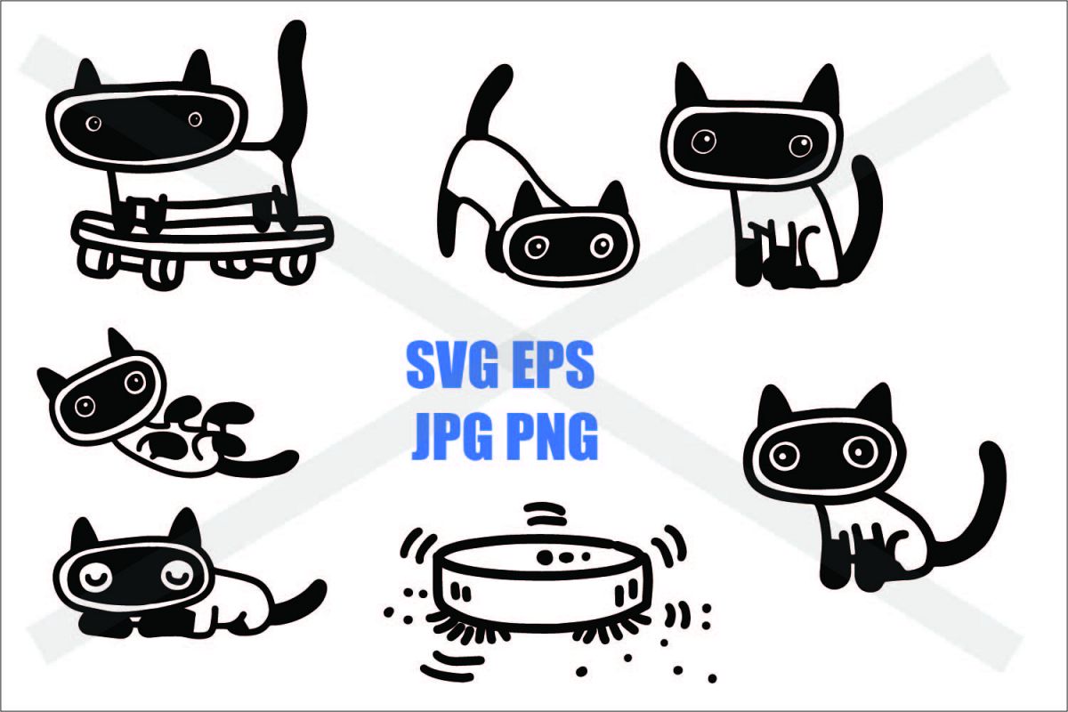 Siamese cat in Action - SVG EPS JPG PNG example image 1
