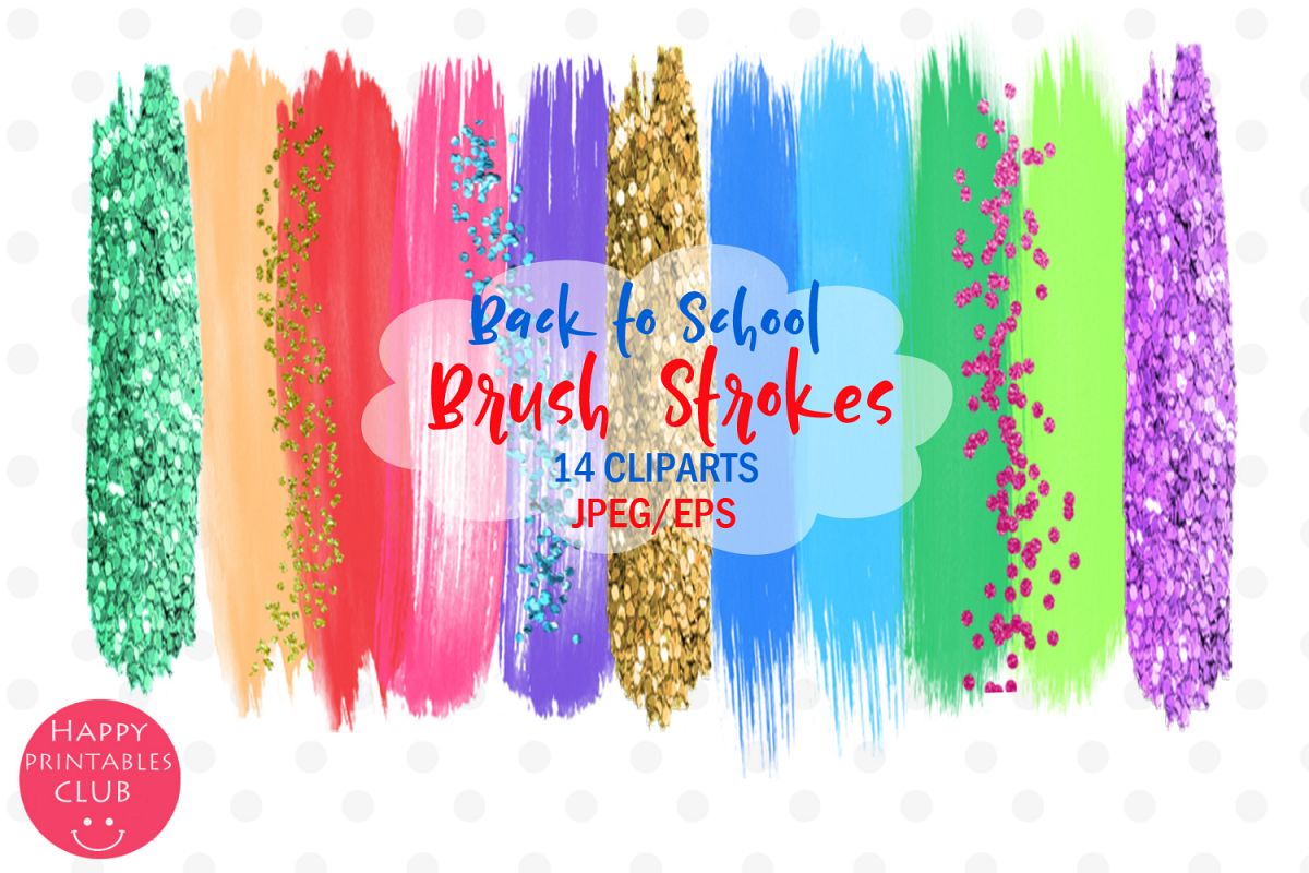 Back to School Brush Strokes Clipart-Back to School Brushes example image 1