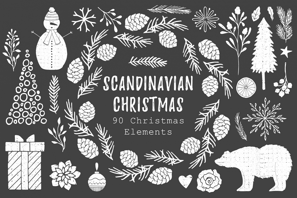Scandinavian Christmas - 90 Elements example image 1