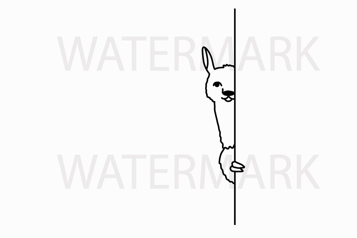Alpaca Hiding peeping at you - SVG/JPG/PNG Hand Drawing example image 1