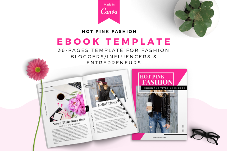 Hot Pink Fashion Canva template Ebook example image 1