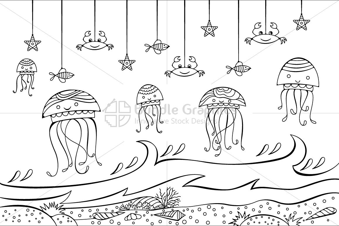 Happy Jelly fish - Illustrative Background example image 1