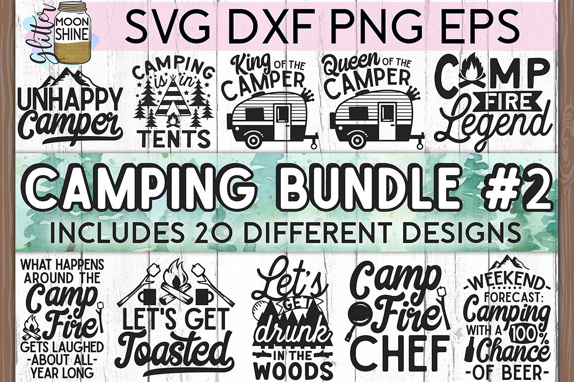 Camping Bundle of 20 #2 SVG DXF PNG EPS Cutting Files example image 1