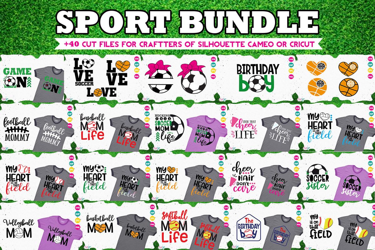 Sport bundle svg, monogram and quotes cuts files for crafter example image 1