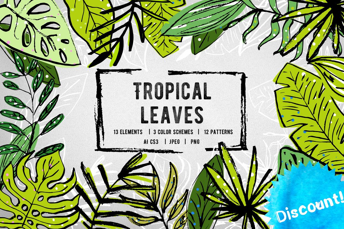 Tropical leaves set example image 1