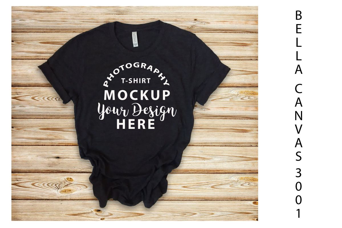 Bella Canvas 3001 T-shirt mock-up, color Black Heather example image 1
